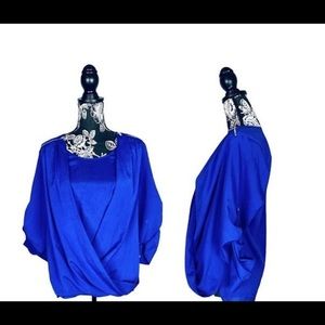 Calvin Klein Blue Layered Zip Shoulder Chiffon Size: XS